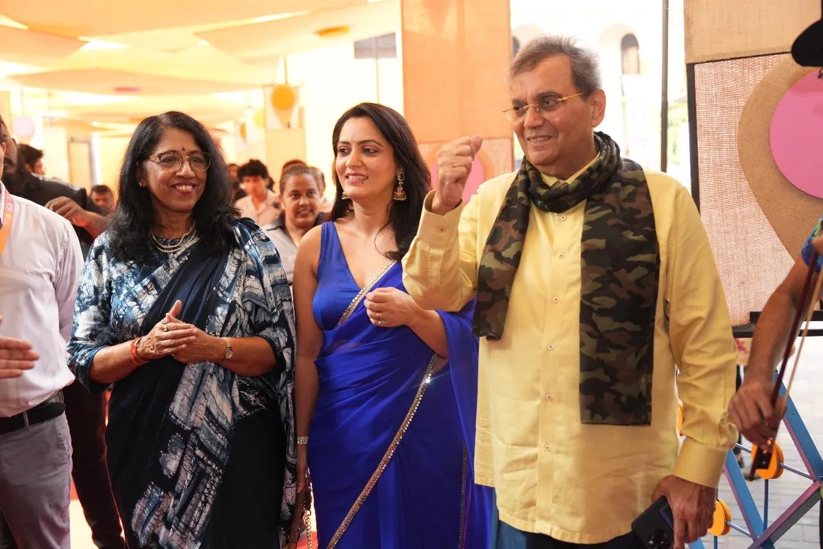 Jividha Sharma with guests at an industry event